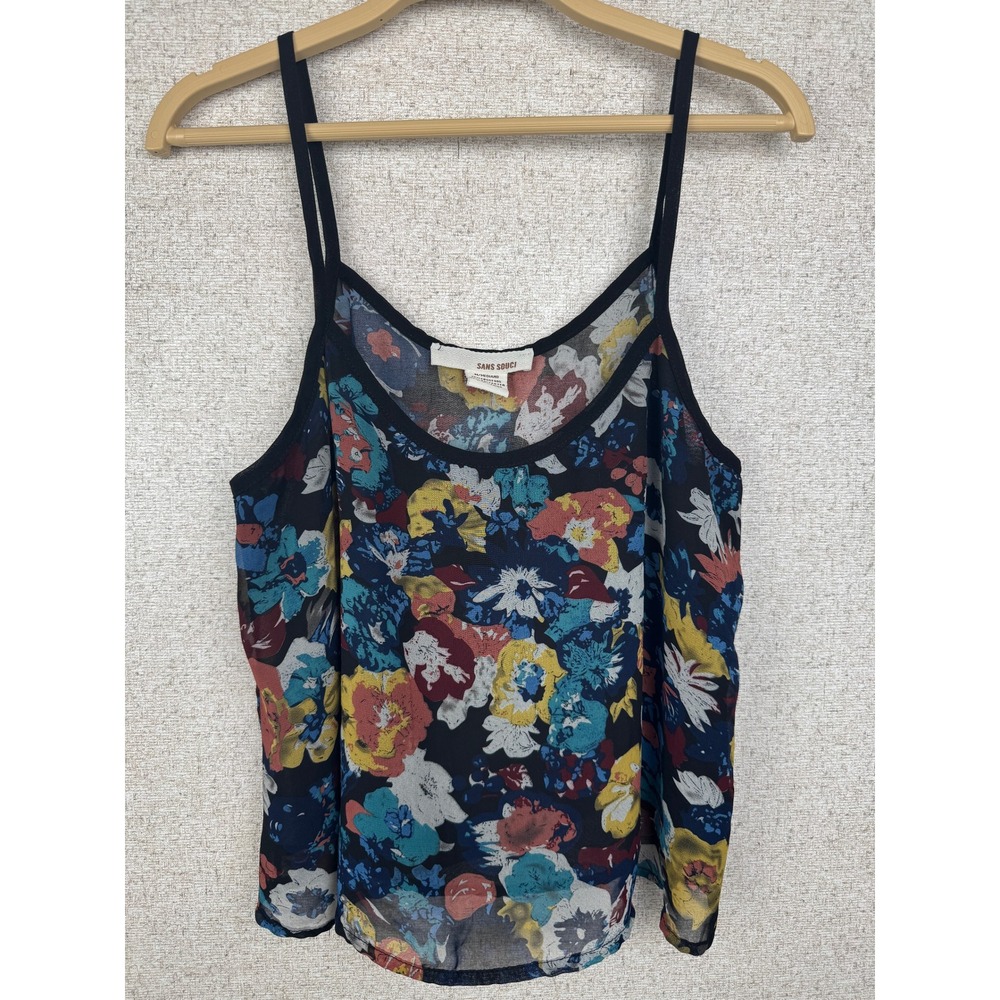 Sans Souci Sheer Floral Crop Tank Top Medium